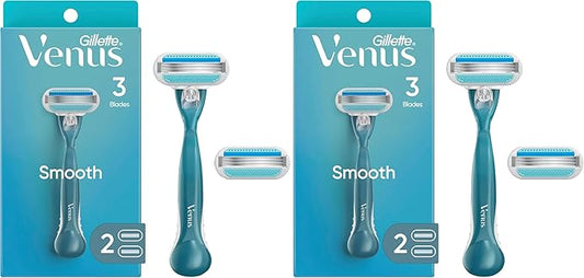 Gillette Venus Women's Razor, 1 Handle + 2 Refills, Pack of 2 | Smooth