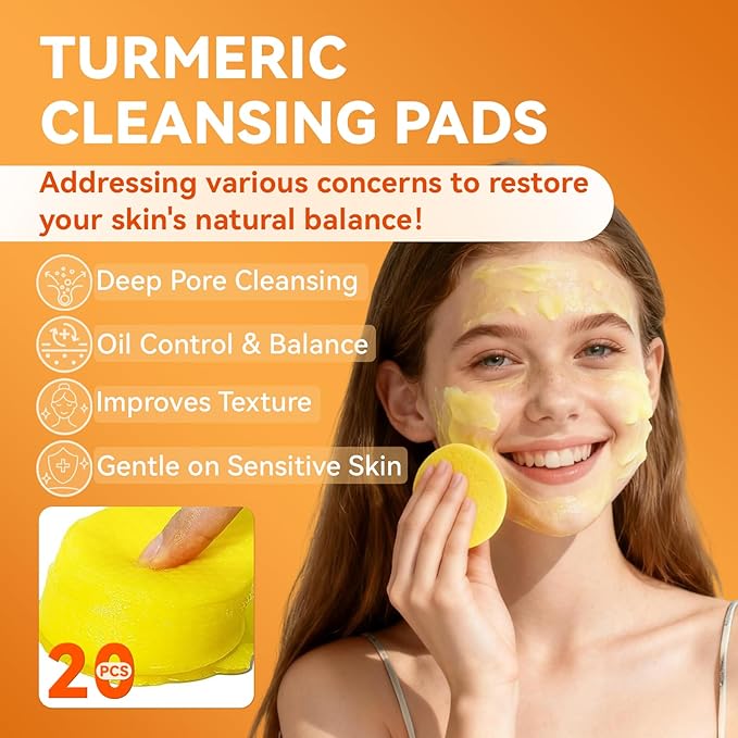 4-Piece Turmeric Skincare Set with Face Wash, Cream, Soap Bar, Bubble Net, Facial Cleanser for All Skin Types, Soothing Hydrating Formula