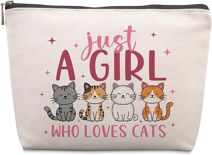 Lcoanriut Cat Makeup Bag Cute Cats Themed Gifts for Cat Lovers Women Girls Funny Birthday Friendship Christmas Gifts Cute Cats Pencil Case Zipper Pouch for Women Best Friends Mom Sister Bestie