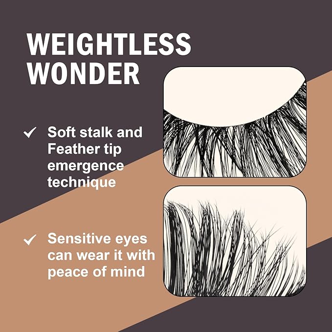 Lash Clusters Wispy Eyelash Clusters 280pcs 10-18mm Cluster Eyelash Extensions 50D 60D Individual Lashes for Self Application （Sylph 50D&60D, 0.07D）
