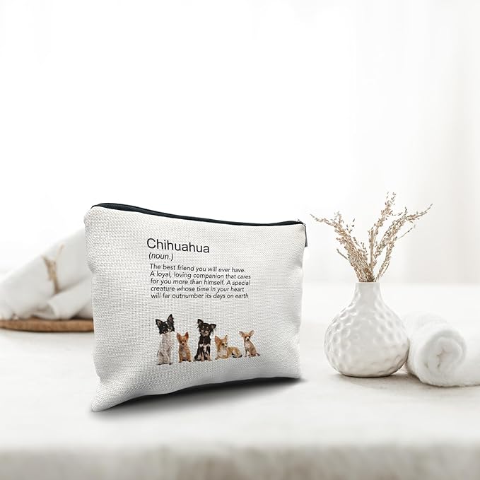 Nogrit Chihuahua Makeup Bag, Chihuahua Gifts for Women, chihuahua accessories Small Cosmetic Makeup Bag for Purse