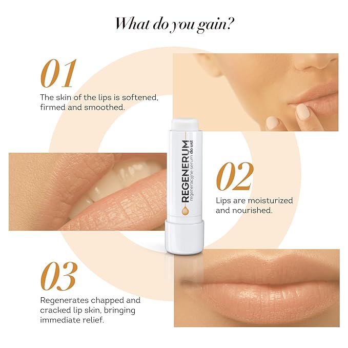 Regenerum - Lip Serum - Intensive Care for Dry, Chapped Skin - Hydrates, Nourishes, and Protects with SPF 15, Softens for Lasting Comfort - 5g