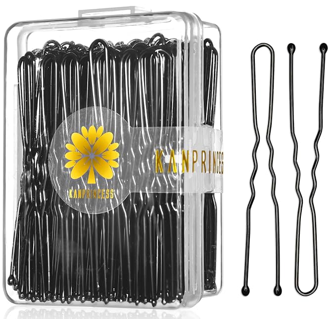 100PCS 2.4Inch U Shaped Hair Pins,Black Bobby Pins for All Hair Types,Hair Pins for Women,Pain-Free U Pins for Buns With Box（Black）