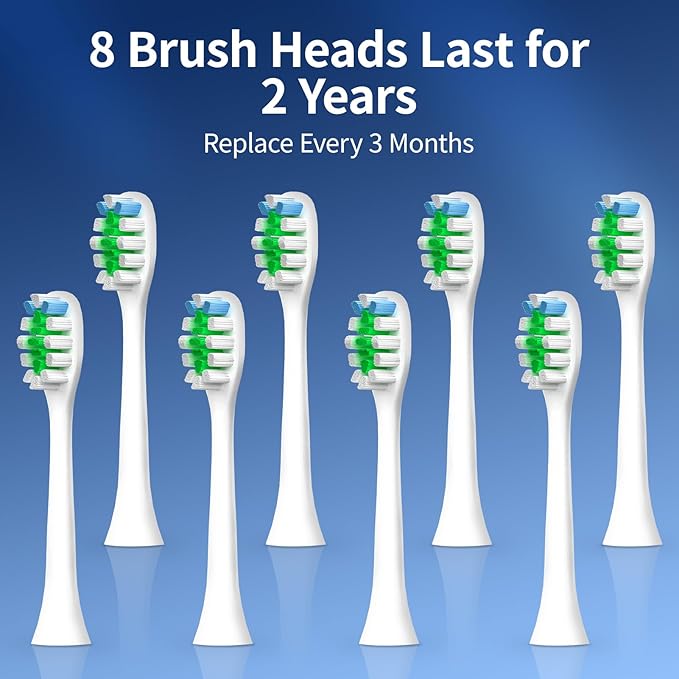 Sonic Vibrating Toothbrush with Pressure Sensor, Rechargeable Tooth Brush with 8 Brush Heads, 3 Modes, 33000VPM, 2-Min Timer, One Charge Lasts for 30 Days, 3D Rounded Soft Bristles, IPX7 Waterproof