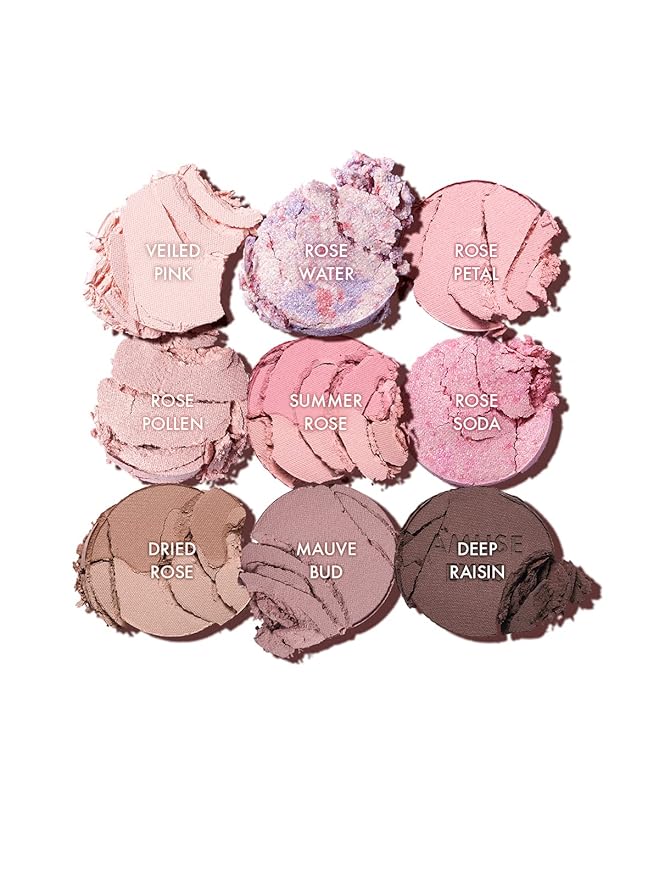 Amuse SEOUL Eye Color Palette 02 COOL ROSE | rose tones | Soft shading, makeup variety of textures, sensuous, vibrant layering, cruelty-free, eco-friendly, vegan, korean
