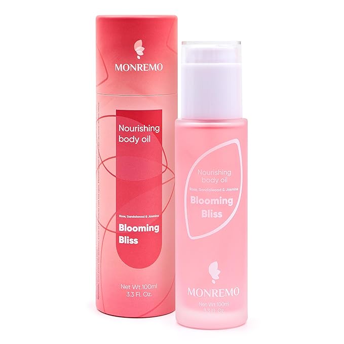 MONREMO Nourishing Body Oil | Hydrating Squalane, Sweet Almond, Rose, Sandalwood & Jasmine Extracts, Apricot Kernel, Safflower & Castor Oils, Fast-Absorbing Moisturizer for Dry Skin, After Shower Care