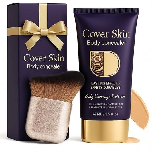 Waterproof Body Concealer with Brush – Waterproof Full Coverage Body Foundation for Scars, Stretch Marks & Tattoos – Streak-Free Leg & Arm Makeup for Even Skin Tone and Natural Radiant Finish