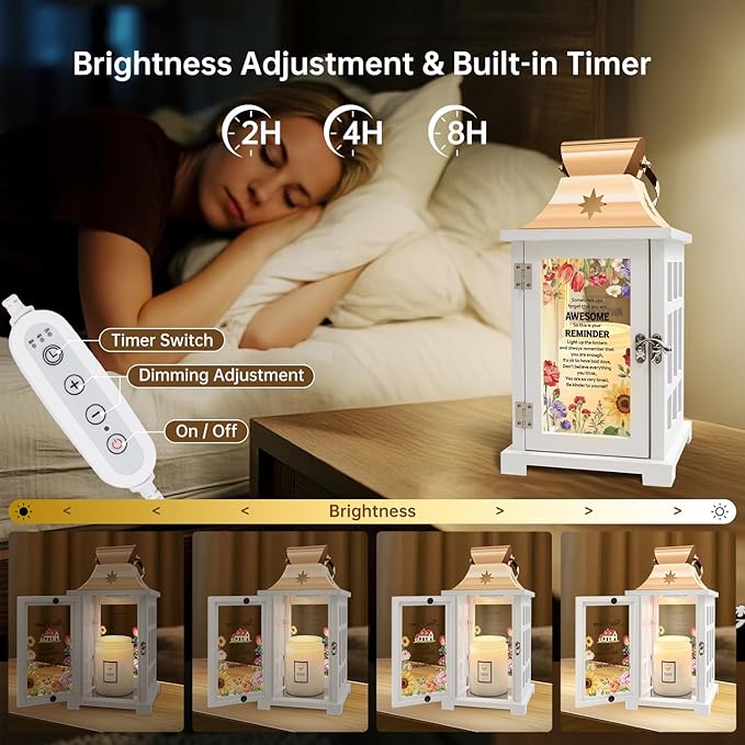 Inspirational Gift Ideas - Thank You Gifts for Women Men Friends - Appreciation Gifts for Coworker - Motivational Quote Candle Warmer Lamp Lantern with Timer