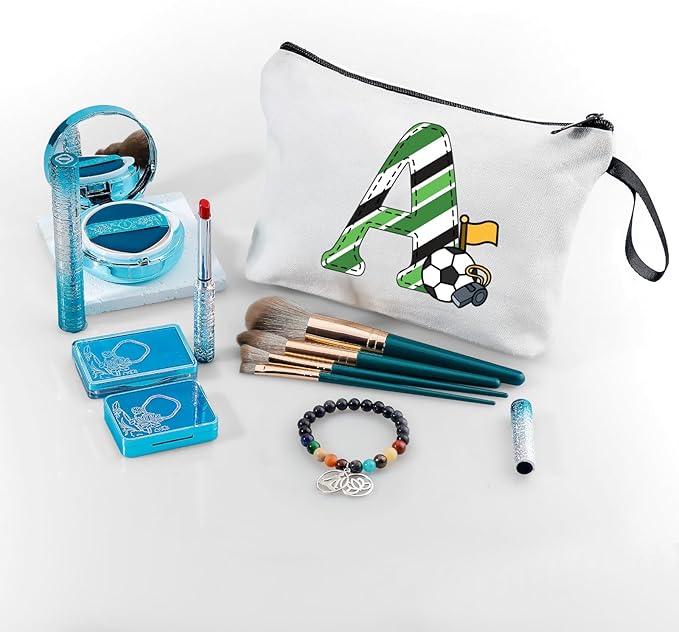 ARIOSEY Soccer Gifts Personalized Soccer Ball Cosmetic Bag for Purse Birthday Inspirational Gifts for Girls Women Team Coach Mom Stuff Travel Organizer,Christmas-A