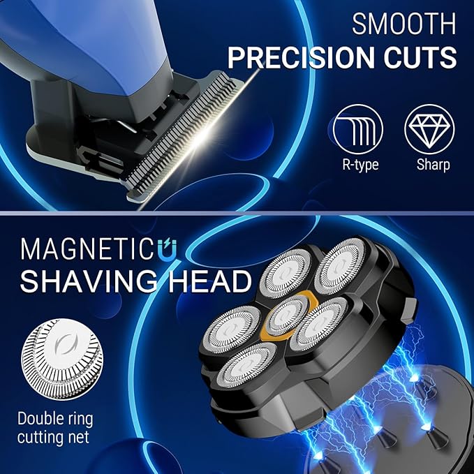 SOLIMPIA Upgraded Head Shavers for Bald Men, Hair Trimmer Kit, Magnetic Electric Razor, Large Battery Capacity, Rechargeable LED Display Beard Trimmer, Waterproof Wet/Dry Head Shaver