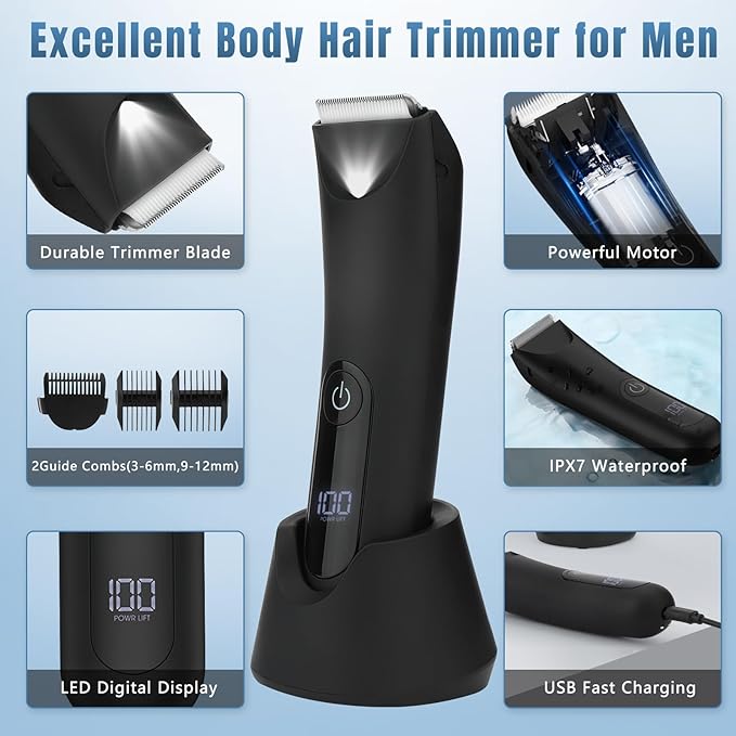 Head Shavers for Bald Men, Body Hair Trimmer for Men Manscape Groin and Ball Trimmer,2 in1 Body and Head Shaver Grooming Kit,IPX7 Waterproof Dry/Wet 6D Electric Razor for Bald with Type-C Charge