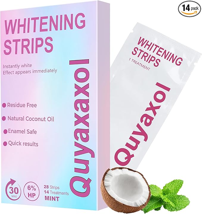 Teeth Whitening Strips, Teeth Whitening Strips Kit 14 Treatments, Enamel Safe for Sensitive Tooth, 14-Day Treatment with Non-Slip, Bleaching Tooth of Peroxide for a Radiant, Pack of 28 Strip