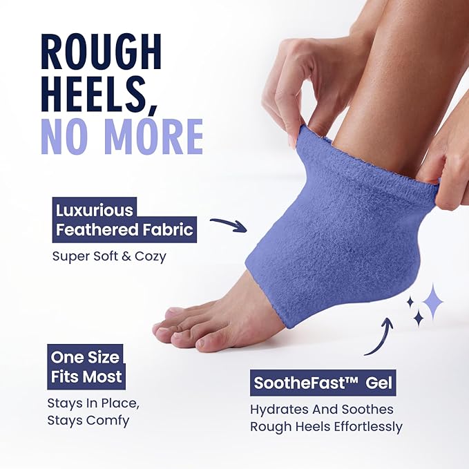 Dr. Frederick's Original Moisturizing Fuzzy Heel Socks for Dry Cracked Heels Treatment - Infused with Olive Oil, Jojoba Oil and Vitamin E - 2 Pairs - Stocking Stuffers for Adults - Lavender Luxury
