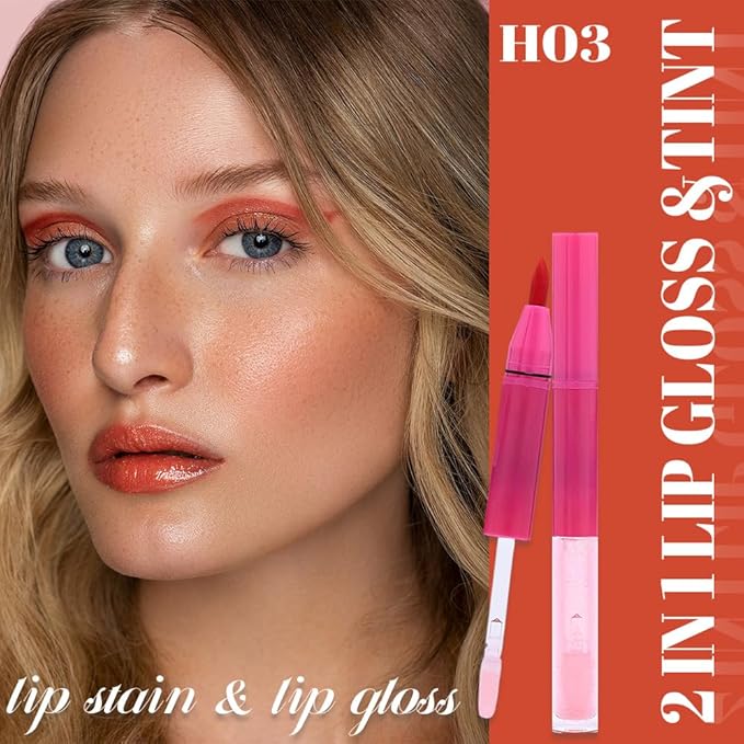 evpct Maple Red Matte Liquid Lipstick Marker Pen Lip Liner Set with Glitter Lip Oil, 2 in 1 Lipgloss Lipstick Long Lasting Waterproof for Women, Longwear Lips Stain 24hr Original Smudge Proof labial