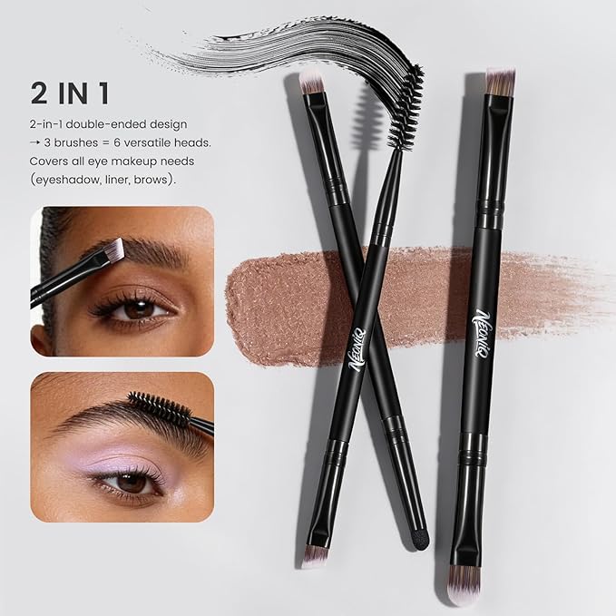 NEONIQ 14 PCS Professional Makeup Brushes, Makeup Brush Set, Foundation Powder Blending Concealer Eyeshadows Blush Cosmetics Brushes,Versatile Face Make Up Tools For Liquid, Cream, Loose(Black)
