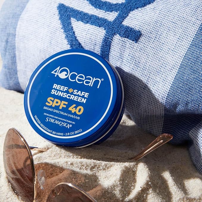 4ocean Reef-Safe Sunscreen SPF 40 - Broad Spectrum UVA/UVB Protection - Ocean-Friendly, Water-Resistant, Non-Nano Zinc Oxide Formula - 2.8 oz (Each tin funds removal of 1 pound of trash)