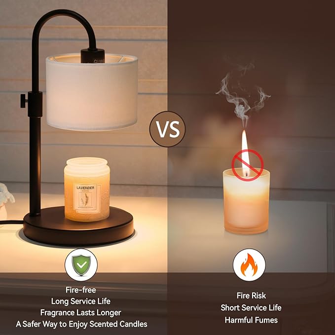 Candle Warmer Lamp with Timer, Dimmable Candle Wax Warmer Candle Lamp Warmer with 2 Bulbs, House Warming Gifts Christmas Gifts for Women Bedroom Home Decor (White)