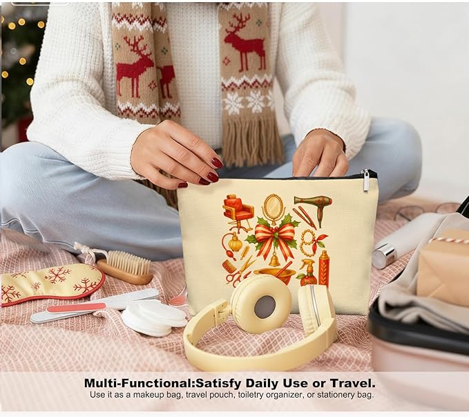 EKGJW Chrisamas Hairstylist Gifts Women Makeup Bag Make Up Bag, Cosmetic Bags for Hairstylists, Hairdresser Gifts for Cosmetology Student Teen Girls