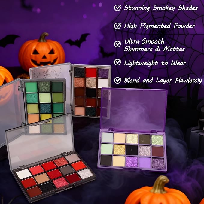 Erinde Green Eyeshadow Palette, 15 Colors Forest Emerald Lime Eye Shadow Palette, Matte Shimmer Metallic Glitter, Highly Pigmented Blendable Smokey Makeup Kit for Cosplay, Halloween & Parties