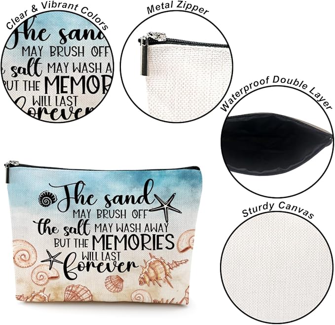 Funny Beach Gifts for Women Cosmetic Bag Travel Ocean Beach Vacation Essentials for Girls, Bestie, Mom, Summer Beaches Lover Makeup Bag Girls Trip Gifts Favors Stuff Birthday Christmas Graduation