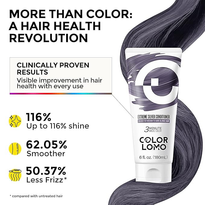 Semi Permanent Hair Color - 6 oz Color Depositing Conditioner with Shea Butter & Almond Oil- Color Conditioner Depositing Hair Mask - Vegan, Paraben, Ammonia & Sulfate Free -Extreme Silver