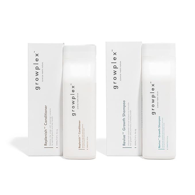 Growplex Revive Shampoo & Replenish Conditioner Bundle, Biotin Scalp Care System for Men & Women, Supports Fuller Thicker-Looking Hair Daily