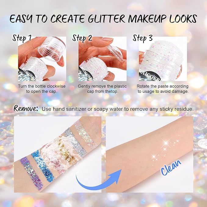 Chameleon Green Body Glitter Gel, St Patrick's Day Body Glitter for Face Body Hair, Chameleon Color Changing Glitter Gel for Rave Party Halloween Sequins Accessories Shimmer Makeup #21