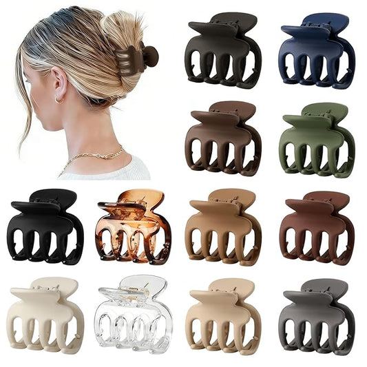 12Pcs Hair Clips for Women 1.8 Inch Small Claw Clips for Thin Hair Medium Hair Claw Clips for Thick Hair Accessories for Women Girls (Transparent)