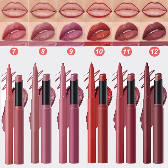 Pink Lip Liner Lipstick for Women, Lip Kit With Lip Liner Pencil Lip Stick Set, Waterproof Long Lasting Lipliner Lipstick, Transferproof Lip pencil Lip Crayon 01#