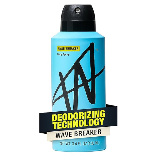 Jake Paul Wave Breaker Body Spray for Men By W, Odor Blocking Body Deodorant, Long Lasting Protection, 3.4 fl oz