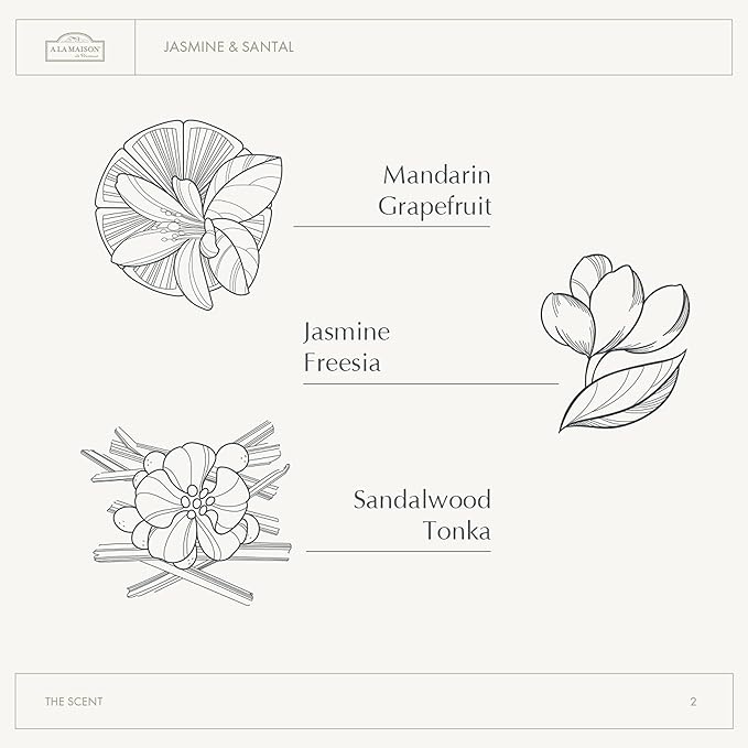 A La Maison Amber Collection Jasmine & Santal Starter Kit - Shower Oil + Body Scrub + Body Butter – Gently Exfoliates & Softens Skin – French Formula, Plant-Based