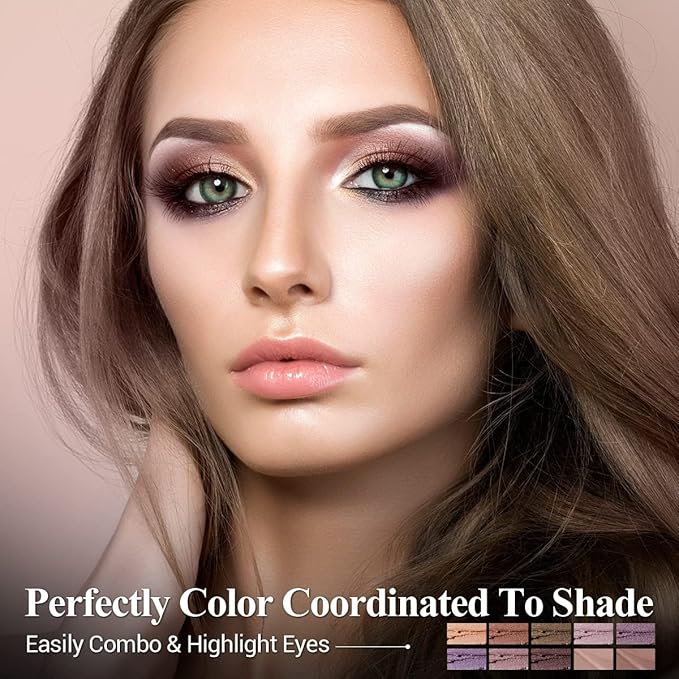 10PCS Eyeshadow Stick Set, Shimmer And Neutral Brown Metallic Eye Shadow sticks,Cream Eyeshadow Pencil Crayon with Smudge-proof & Waterproof,Eye Brightener Stick Makeup Sets
