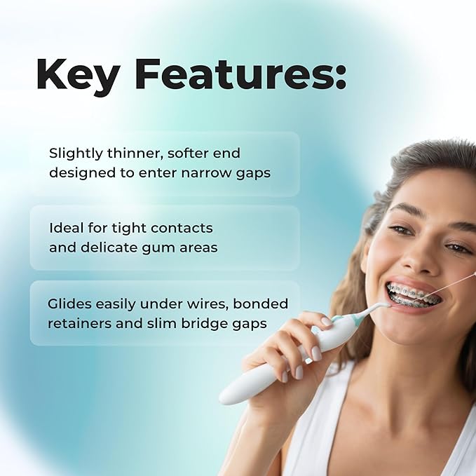 The AutoFlosser Floss Threader Strands for Implants, Bridges, Braces & Retainers, Refills for The AutoFlosser Handle, Shred-Resistant Dental Floss, Thin-Glide, 90 Strands
