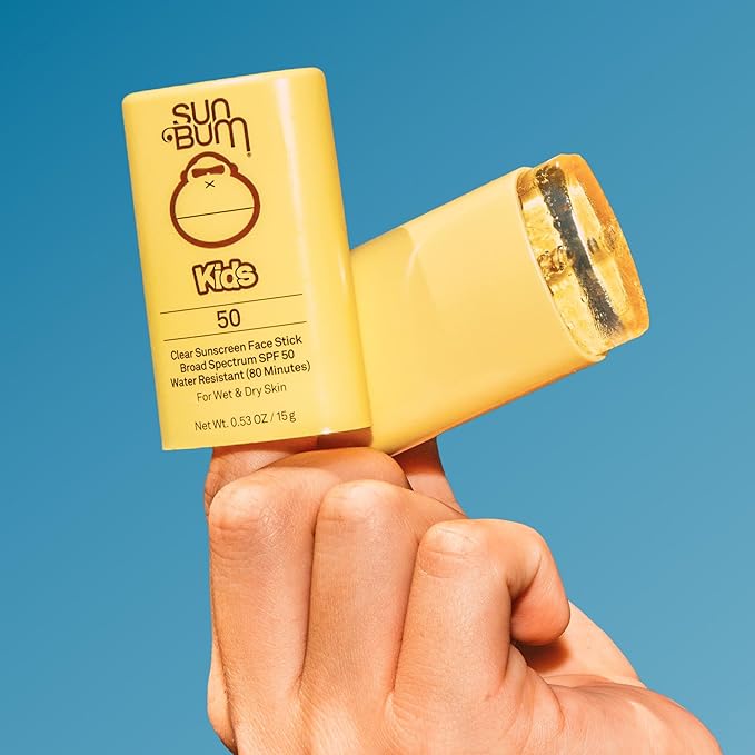 Sun Bum Kids SPF 50 Clear Face Stick Sunscreen - Wet or Dry Skin Application Broad Spectrum Sunscreen with Vitamin E - Hawaii Act 104 Compliant (Without Octinoxate & Oxybenzone) - Travel Size 0.53 oz