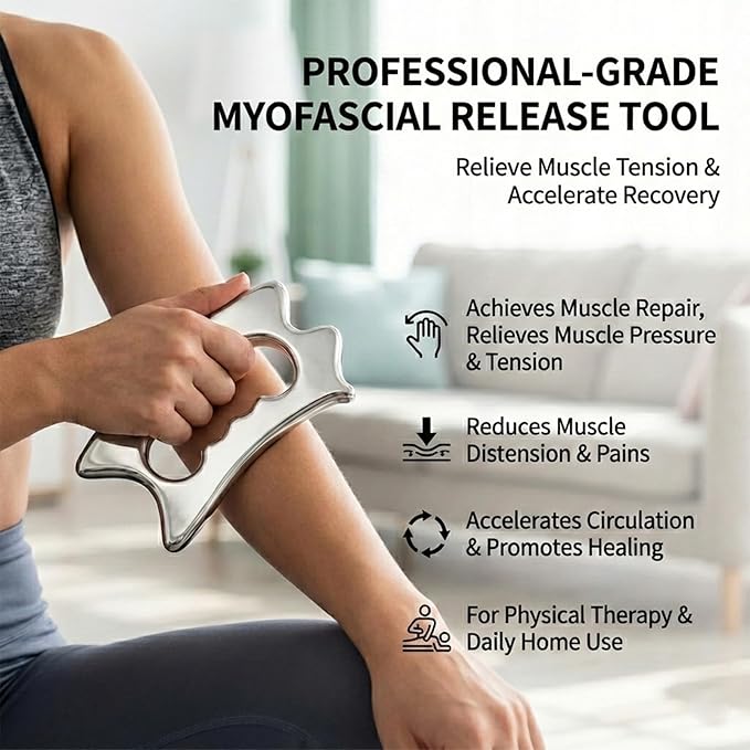 3-in-1 Muscle Scraper Tool Set - Stainless Steel Gua Sha & IASTM Tools for Myofascial Release & Muscle Recovery- Physical Therapy Fascia Scraper | Scraping Kit for Soft/Deep Tissue, Muscle Relief