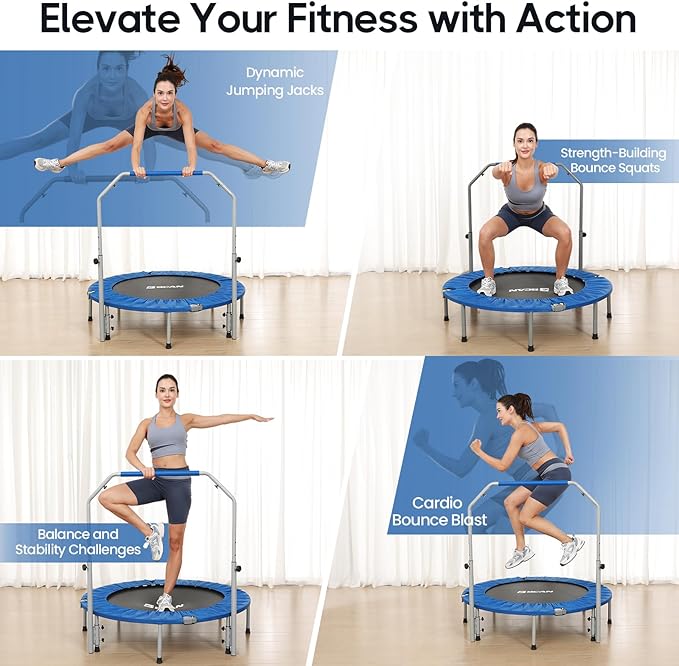 BCAN 40/48" Foldable Mini Trampoline Max Load 330lbs/440lbs