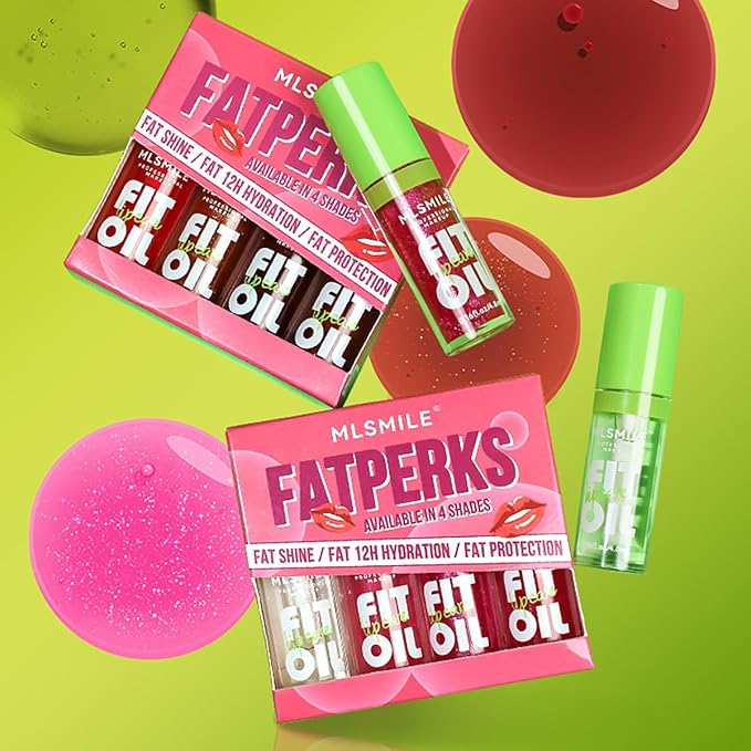 4 Colors Lip Oil Lip Glaze, Big Brush Lip