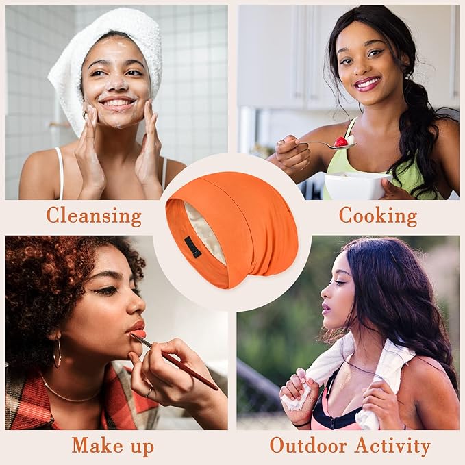 Fittia Satin Hair Bonnet for Sleeping, Silky No Frizzy for Curls Care, Adjustable Strap for Non-Slip, Dreadlocks Cap for Women&Men Orange
