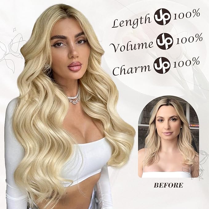 BARSDAR Light Ash Blonde Beach Wave Clip in Hair Extensions – Long Wavy Blonde Clip in Hair Extensions for Women - 20 Inch 6 PCS Thick Soft Synthetic Voluminous Full Head Easy Wear Hairpieces