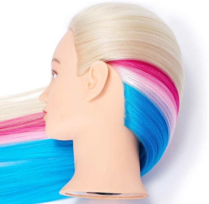 Hairingrid 26"-28" Mannequin Head for Hair Styling Training - Manikin Cosmetology Doll With Synthetic Fiber Hair and Free Clamp Holder (Multicolor)