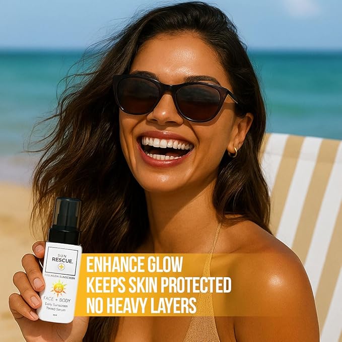 Sun Rescue Daily Tinted Moisturizer with SPF 40 - Collagen & Vitamin C Infused - Broad Spectrum Sunscreen - Lightweight Coverage for All Skin Tones (80ml)