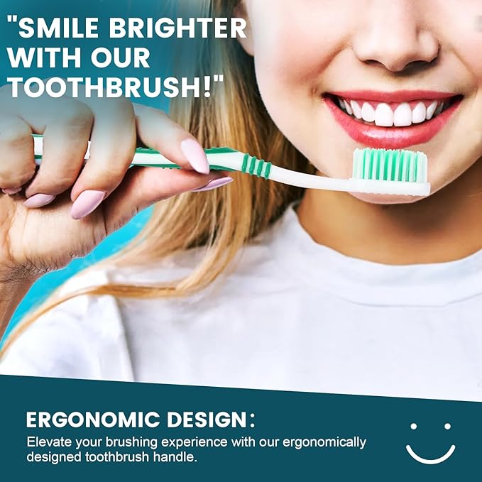 Navona 100 PCS Premium Individually Wrapped Bulk Toothbrush Pack, Disposable Toothbrushes, Kids Toothbrush, Medium Soft Bristle Toothbrushes, Ergonomics Handle, Perfect for Travel Hotel Donation