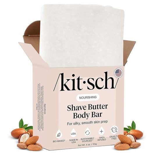 Kitsch Shaving Soap for Women - Hydrating Shave Butter & Shave Soap Bar - Nourishing Bar Soap for Smooth, Irritation-Free Shave – Paraben, Silicone & Sulfate-Free - Vegan, Made in USA - 4 oz