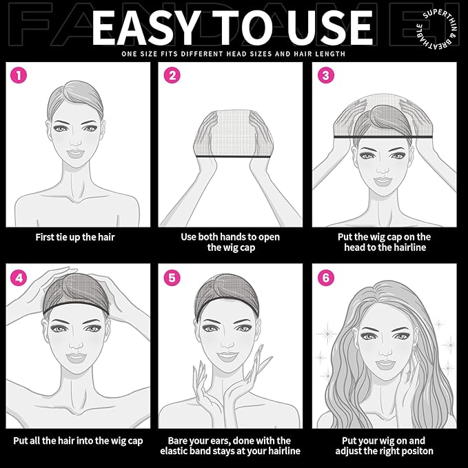Fandamei HD Wig Cap, Ultra Thin Wig Caps Dark Brown, 4PCS Super Thin Nylon Wig Cap for Women Stretchy, Natural Transparent HD Wig Caps for Lace Front Wigs. Summer Wear Comfortable