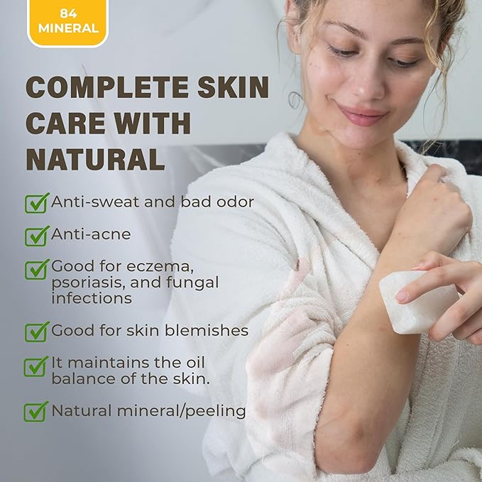 ipeksoy Natural Salt Soap Bar – Purifying and Exfoliating Organic Unscented Bar Soap for Men & Women – Pure Mineral Rock Salt Soap for Gentle Skin Care and Odor Control (Salt (4 Pieces))