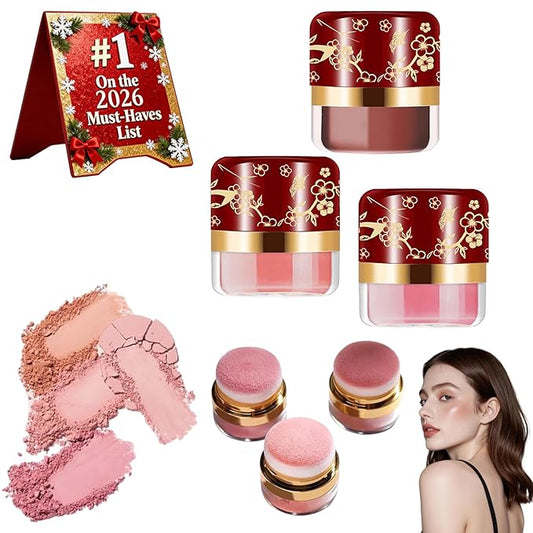 3 Boxes, Makeup Set Kit, Lazy Blush, Powder Blush 3 Color Set, Face Blushes Makeup for Cheeks, Lightweight, Smooth, Vegan & Cruelty-Free, Coral Red-Peach Color-Autumn Berry (1Set)