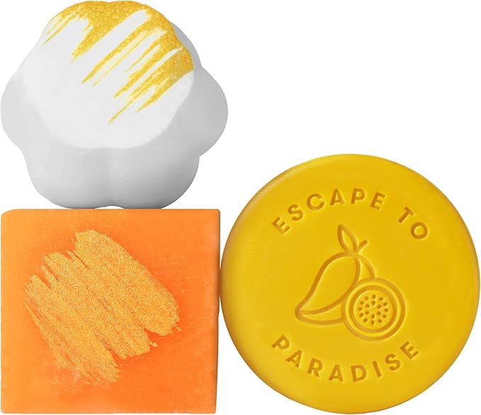 ANIHANA Tropic Breeze Shower & Body Gift Set with Shower Steamer, Body Scrub Bar and Feel-Good Soap