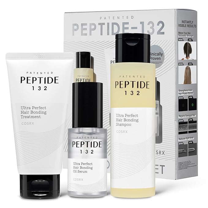 COSRX PEPTIDE 132 Hair Care Set - Bonding Shampoo, Treatment & Oil Serum, Bond Repair Treatment Hair Gift Set for Damaged, Dry Hair, Scalp Treatment for Dandruff, Dry & Itchy Scalp