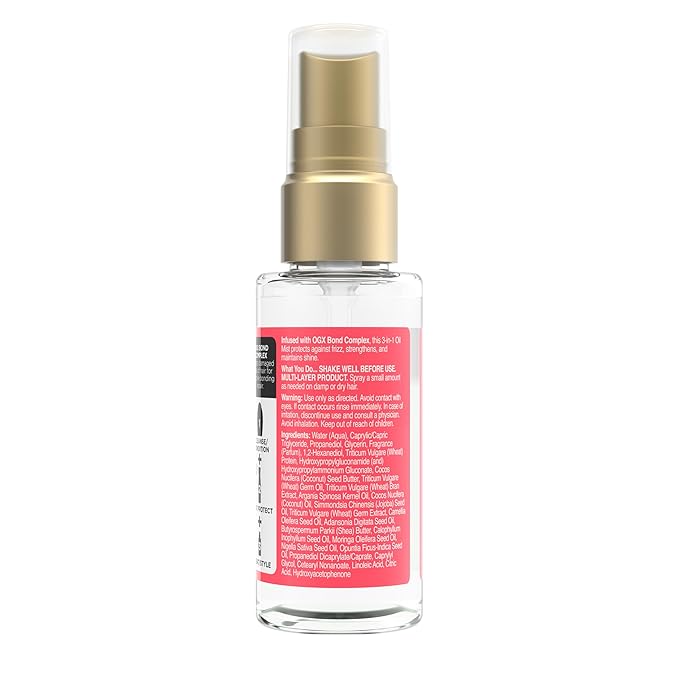 OGX Repair & Protect Bond Protein Repair 3-in-1 Oil Mist, Multi-Benefit Hair Oil Protects Dry, Damaged Hair Against Frizz, Strengthens, & maintains Shine, 1.7 fl. oz