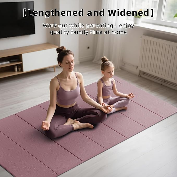Foldable Yoga Mat thick- 2/5" (10MM) TPE Non-Slip Design, Quick Fold，Easy Storage, 75x40 Extra Long/Wide for Indoor Yoga, Pilates and Outdoor Travel Workouts